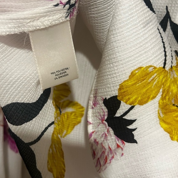 Ann Taylor White Floral Blouse with Yellow and Purple Accents - Picture 8 of 9